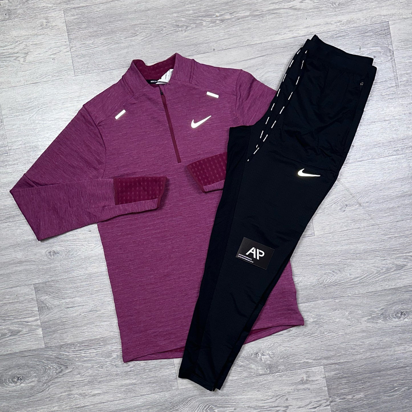 NIKE GRAPE THERMA ELEMENT HALF ZIP & TROUSERS SET