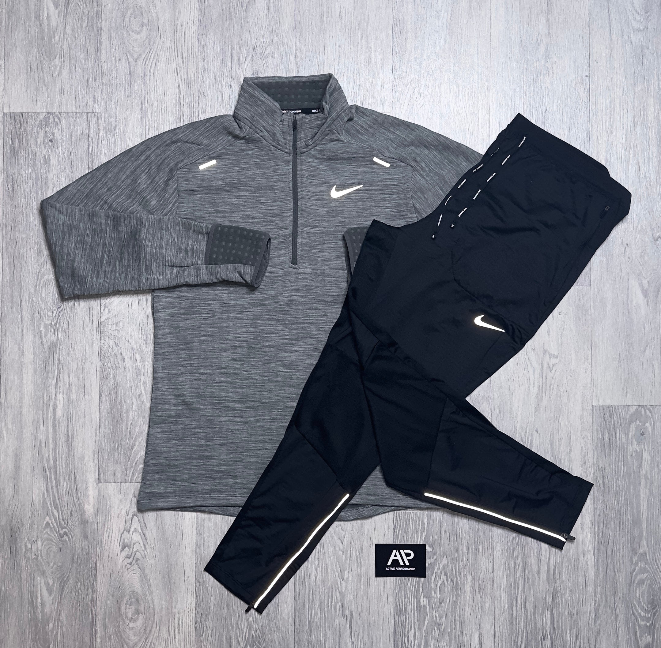 NIKE GREY THERMA ELEMENT HALF ZIP TROUSERS SET Active Performance